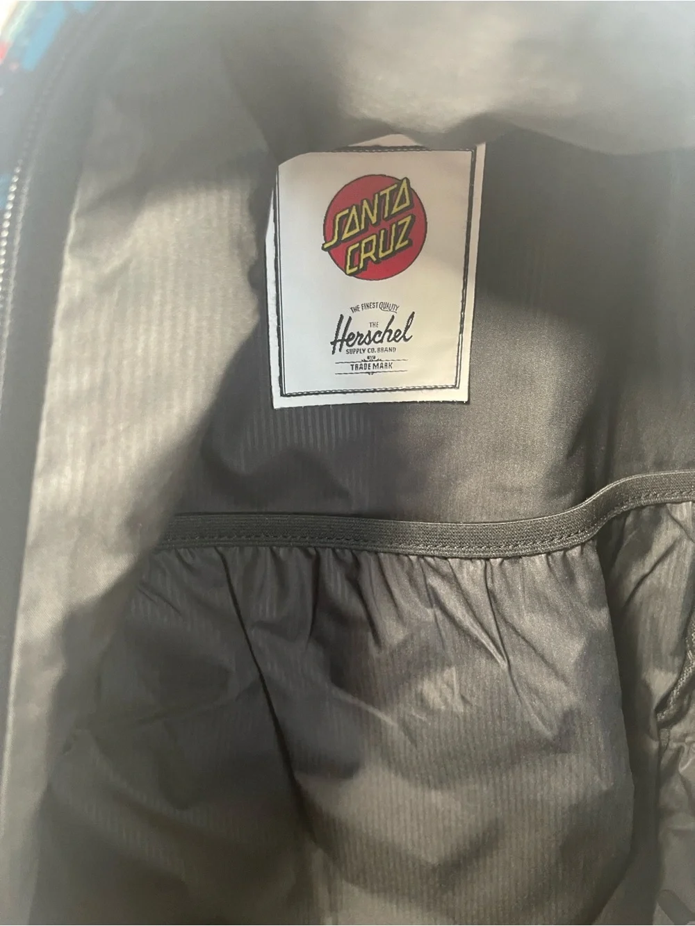 Herschel Supply Company Black Backpack with Blue Graphic Hands